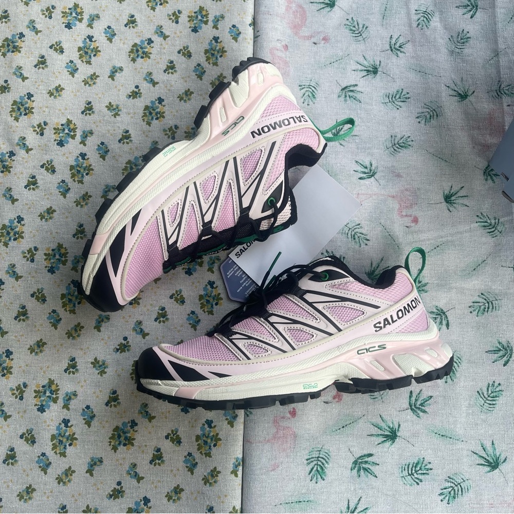 Salomon Pink and Green Women's Trail Running Shoes - Picture 4 of 8